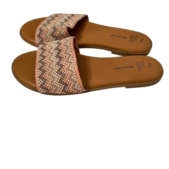 Time and Tru Embellished pink Band Flat Slide Sandal Size 7.5 - Picture 7 of 9